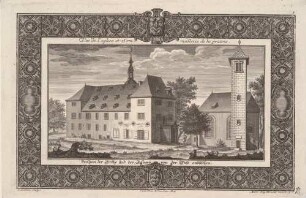Die Magdalenenburg und die Garnisonskirche auf der Festung Königstein in der Sächsischen Schweiz von Südosten, aus der Reihe „Verschiedene Prospecte ... der weltberühmten Festung Königstein" bei Engelbrecht