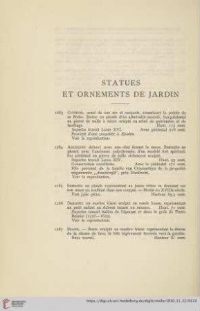 Statues et ornements de jardin (No. 1283 - 1299)
