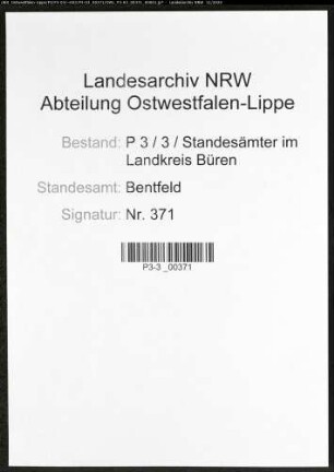 Sterberegister Standesamt Bentfeld