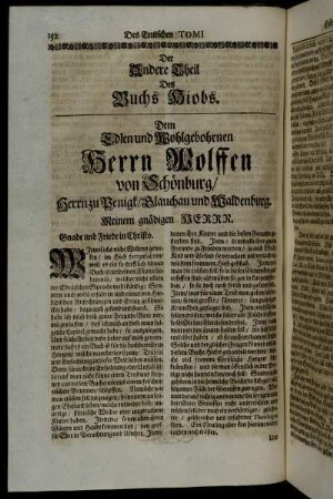 Dem...Herrn Wolffen von Schönburg/ Herrn zu Penigk/ Glauchau und Waldenburg.