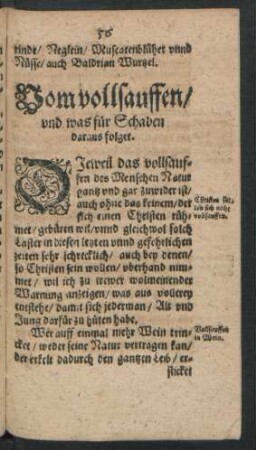 Vom vollsauffen/ und was für Schaden daraus folget.