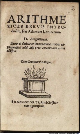 Adami Loniceri Arithmetices brevis introductio