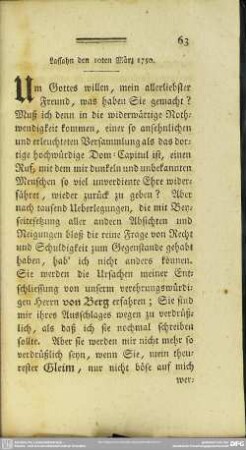 Lassahn den 10ten März 1750