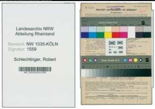 Entnazifizierung Robert Schlechtinger , geb. 13.01.1890 ()