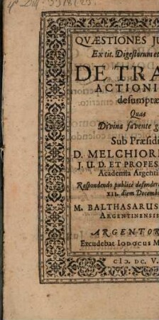 Quaestiones iur. de transactionibus