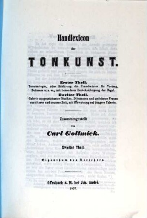 Handlexicon der Tonkunst, 2