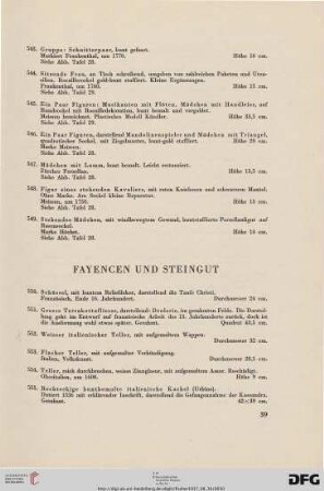 Fayencen und Steingut (Nr. 550-704)