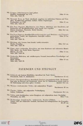 Fayencen und Steingut (Nr. 550-704)