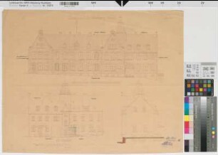 Warburg (Warburg) Posthaus Blatt 4 Ansichten 1926 1 : 100 65 x 50 Pause mit Einzeichnungen Oberpostdirektion Münster