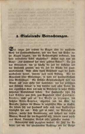Die Noth des Handwerkerstandes mit besonderer Beziehung auf die neuere preußische Gewerbe-Gesetzgebung