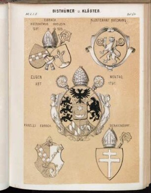 Taf. 64. Ebrach. Hieronÿmus Hoelein. 1591-1615. - Klosteramt Katzwang. - Eugen Montag. Abt. 1791. - Kanzlei Ebrach. - Denkendorf.