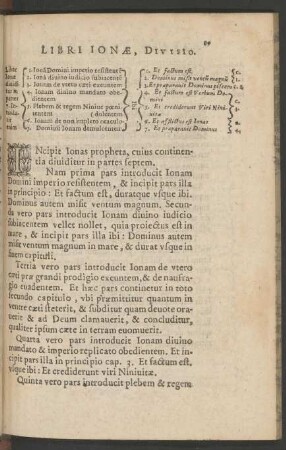 Libri Jonae, Divisio.