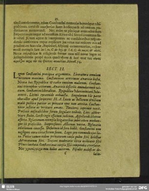 Sect. II. Legum Constantini praecipua argumenta. Literatura omnium virtutem maxima ...
