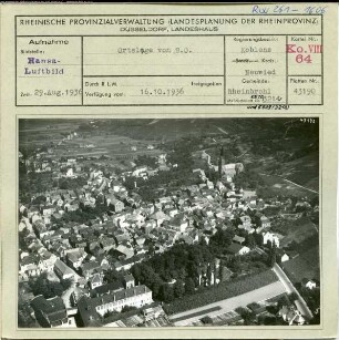 Rheinbrohl (Landkreis Neuwied, Gemeinde Bad Hönningen), Gesamtansicht, Ortslage von Südosten
