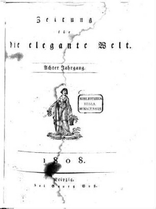 Zeitung für die elegante Welt : Mode, Unterhaltung, Kunst, Theater, 8. 1808