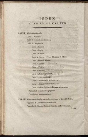 Index Classium Et Capitum.