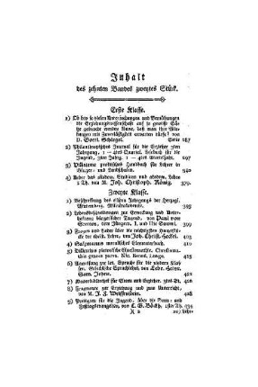 Inhalt des zehnten Bandes zweytes Stück