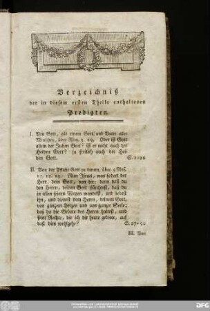 Verzeichniß der in diesem Theile enthaltenen Predigten.
