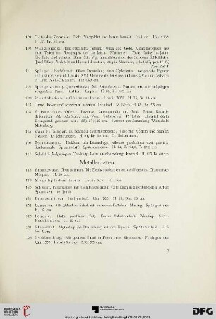 Metallarbeiten (Nr. 118-142)