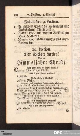 I0. Lection. Der Sechste Articul Von der Himmelfahrt Christi.