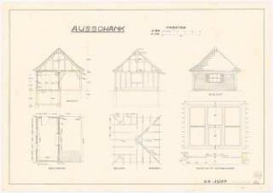 Ausschank: Grundriss, Ansicht, Schnitte 1:50, Details 1:10