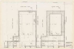 Hotel Kurfürstendamm/Fasanenstraße (»Bristol Kempinski«), Berlin-Charlottenburg Umbau und Erweiterung: Saalanbau: Grundrisse Tiefkeller und KG (Schwimmbad) 1:50