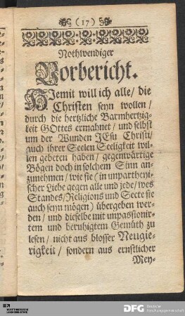 Nothwendiger Vorbericht.