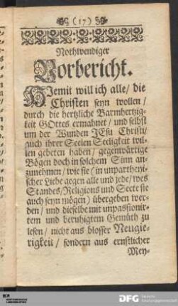 Nothwendiger Vorbericht.