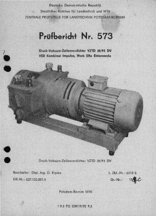 Druck-Vakuum-Zellenverdichter VZTD 20/93 DV
