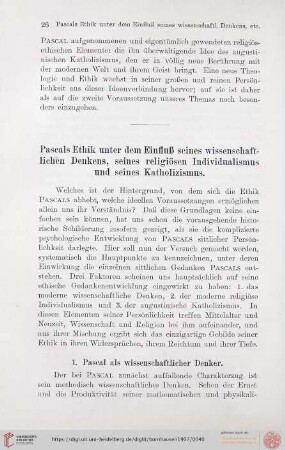 1. Pascal als wissenschaftlicher Denker