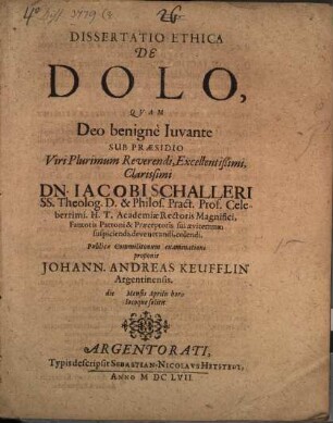 Diss. ethica de dolo