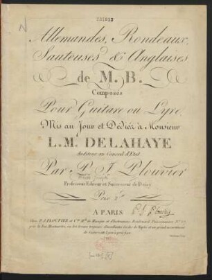 Allemandes, Rondeaux, Sauteuses & Anglaises de M. B.