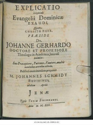 Explicatio elenktikē Evangelii Dominicae Exaudi