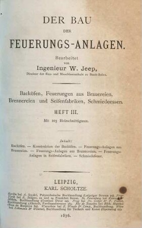 Der Bau der Feuerungsanlagen, 3. Backöfen, Feuerungen aus Brauereien, Brennereien und Seifenfabriken, Schmiedeessen