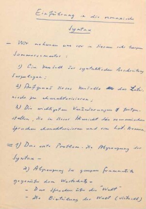 Einführung in die romanische Syntax : Kursmaterial