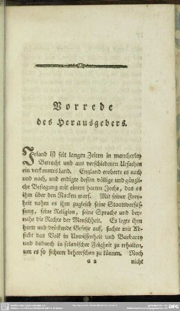Vorrede des Herausgebers