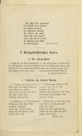 I. Religiös-sittliches Leben