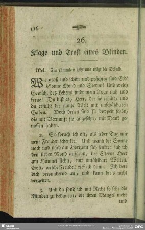 26. Klage und Trost eines Blinden