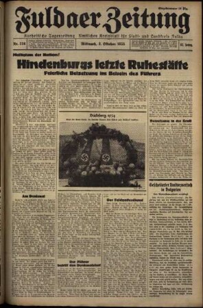 Erste Ausgabe vom Mittwoch, den 02. Oktober 1935.