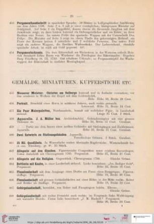 Gemälde, Miniaturen, Kupferstiche etc. (Nr. 455-503)