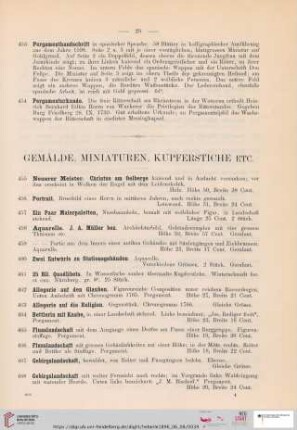Gemälde, Miniaturen, Kupferstiche etc. (Nr. 455-503)