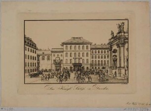 Der Schlossplatz in Dresden, Blick auf den Georgenbau (nach Geschosserweiterung) 1832/33)