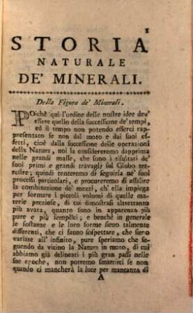 Storia Naturale De' Minerali, 1