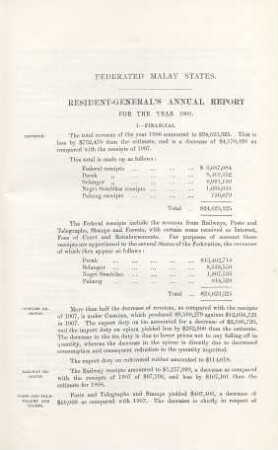 Resident-Generals's annual report for the year 1908