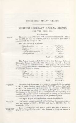 Resident-Generals's annual report for the year 1908