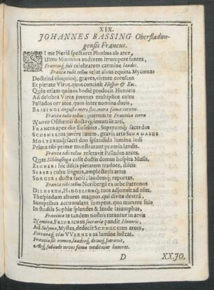 XIX. Johannes Bassing Oberfladungensis Francus.