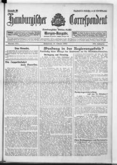 Hamburgischer Correspondent und Hamburgische Börsen-Halle : ältestes Hamburger Handels- u. Börsenbl. ; bedeutendste u. größte Schiffahrts-Zeitung Deutschlands, Morgenausgabe