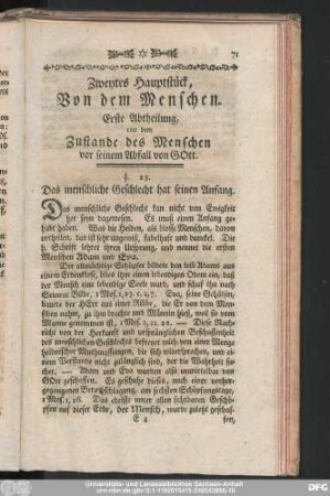 Zweytes Hauptstück, Von dem Menschen.