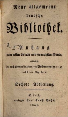 Neue allgemeine deutsche Bibliothek. 1/28,6. 1792/95