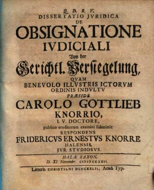Diss. iur. de obsignatione iudiciali